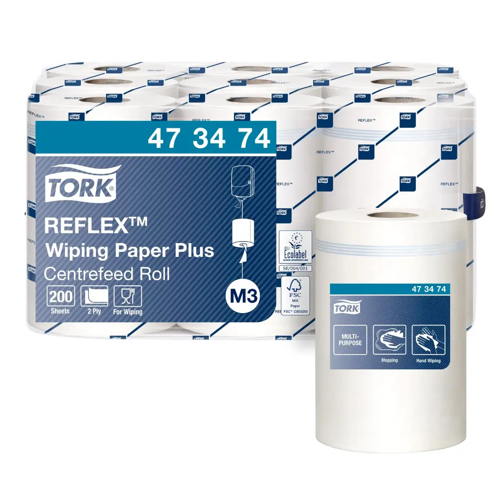 Håndklæderulle, Reflex, Plus, hvid, 67m, Advanced, M3, 473474, Tork, (9 Stk.)