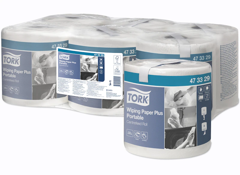 Aftørringspapir, Plus, 2-lags, transportabel, 80,7m, Tork Advanced M2, 473329, (6 stk.)
