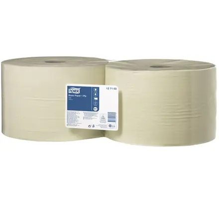 [27923] Aftørringspapir, Basic, 1-Lag, Gul, 1190m 23.5Cm, W1, 127103, Tork, (2 Stk.)
