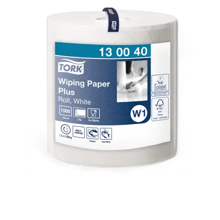 [27945] Aftørringspapir, Plus, hvid, 510m x 36,9cm, Tork W1, 130040, (1 stk.)