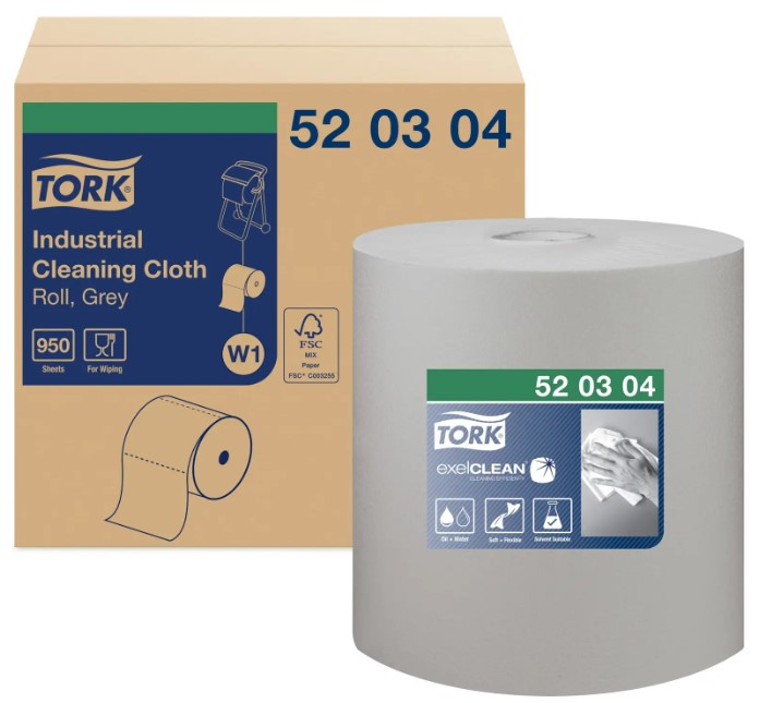 Aftørringspapir, flexibel, 42cm, W1, grå, 520304, Tork, (950 ark)