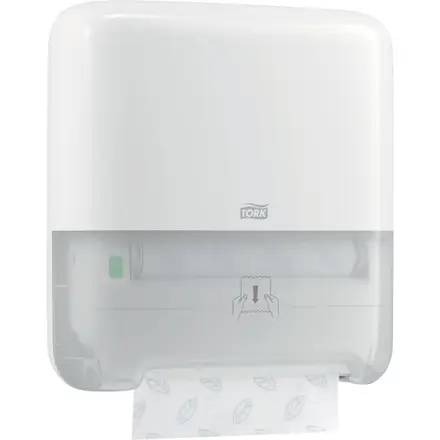 Papirdispenser t/ håndklædeark på rulle, Matic, hvid, H1, Tork 551000, (1 Stk.)