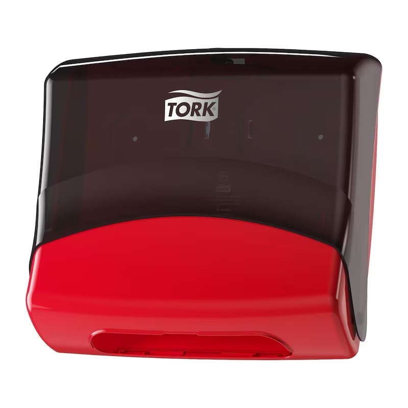 Papirdispenser t/ håndklædeark, Top-Pack, Rød/Sort, W4, 654008, Tork, (1 Stk.)