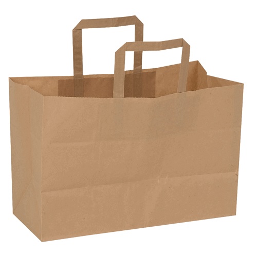 [10199] Brun papirspose med hank, 17 L, 35x17x24,5 cm, 80 gsm, (200 stk.)
