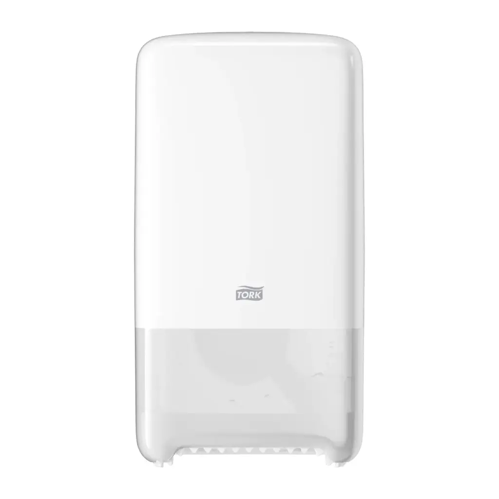Papirdispenser til toiletpapir, Mid-Size, Twin, hvid, T6, 557500, Tork, (1 stk.)