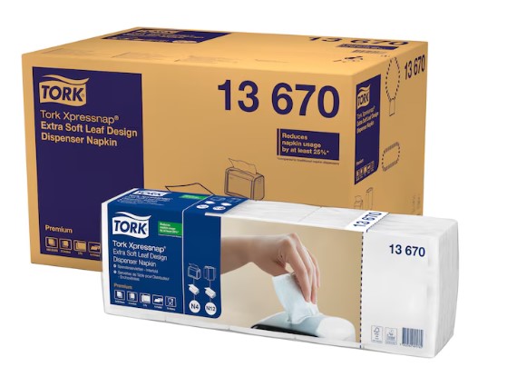 Dispenserserviet, Xpressnap, Ekstra, blød, hvid, 2-Lags, Premium, N4, 13670, Tork, (4000 Stk.)
