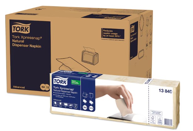 [28045] Dispenserserviet, Xpressnap, natur, 1-lag, miljømærke, Advanced, N4, 13840, Tork, (9000 stk.)