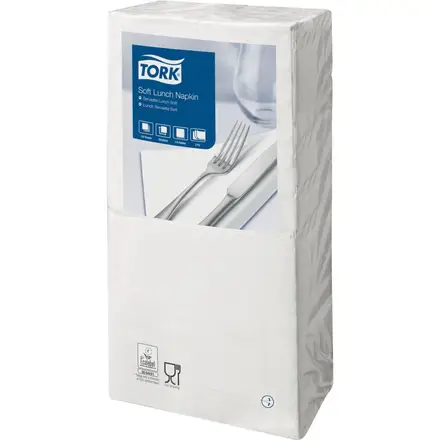 Frokostserviet, blød, hvid, 3-lags, 33x33cm, Advanced, 477414, Tork, (1500 stk.)