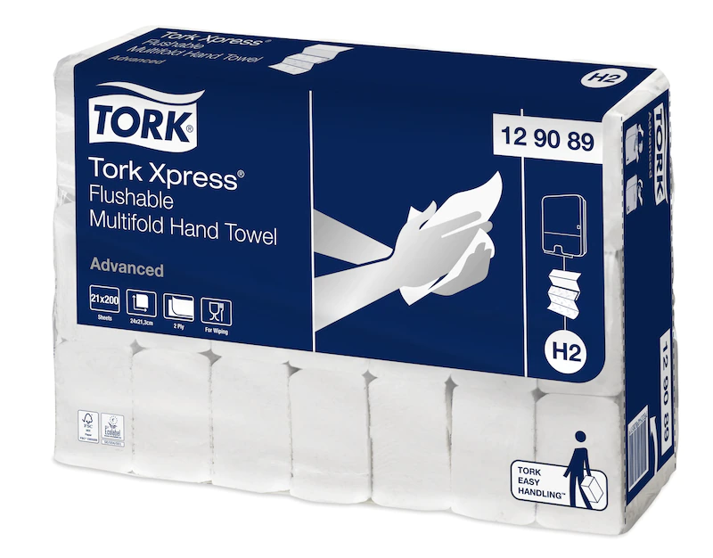[28087] Håndklædeark, Xpress, blød, Multifold, sporbar, 24cm, Advanced, H2, 129089, Tork, (4200 stk.)