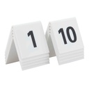 Bordnumre, hvid & sort, hård akryl, 5,2x5,2 cm, Securit, (1 sæt m/ 10 nr.)