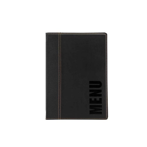 [28403] Menuholder, 4x A5 sider, 25,3x17,7x8cm, sort læder, SECURIT TRENDY, (10 stk.)