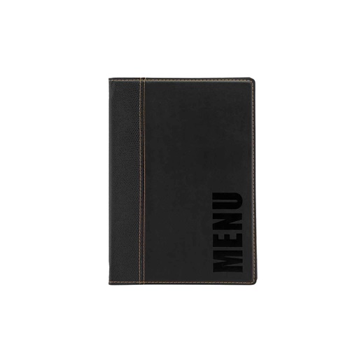 Menuholder, 4x A5 sider, 25,3x17,7x8cm, sort læder, SECURIT TRENDY, (10 stk.)
