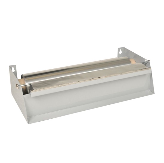 Dispenser t/ alufolie og madfilm, 31x13x10cm, stål, m/savklinge, til 30 cm rulle, (1 stk.)