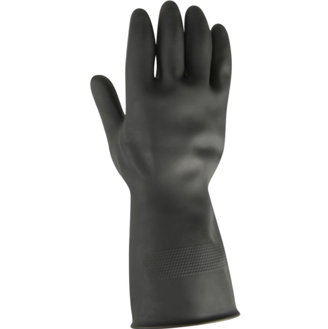[28449] Latexhandske, XL, sort, indvendig velourisering, THOR Black Heavy Duty, (1 stk.)