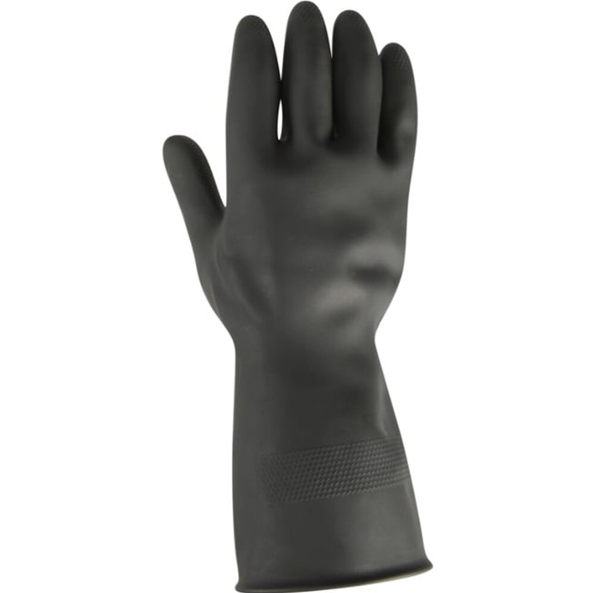 [28449] Latexhandske, XL, sort, indvendig velourisering, THOR Black Heavy Duty, (1 stk.)