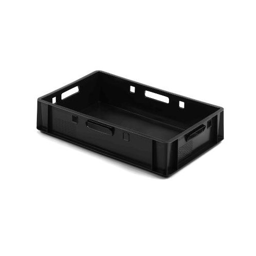 [28456] Plastkasse, E-1, 60x40x12,5cm, HDPE, sort, (1 stk.)