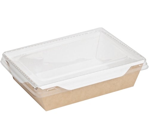 [10190] Engangs salatboks, kraft/cellulose, m. PET låg, 500 ml, (300 stk.)