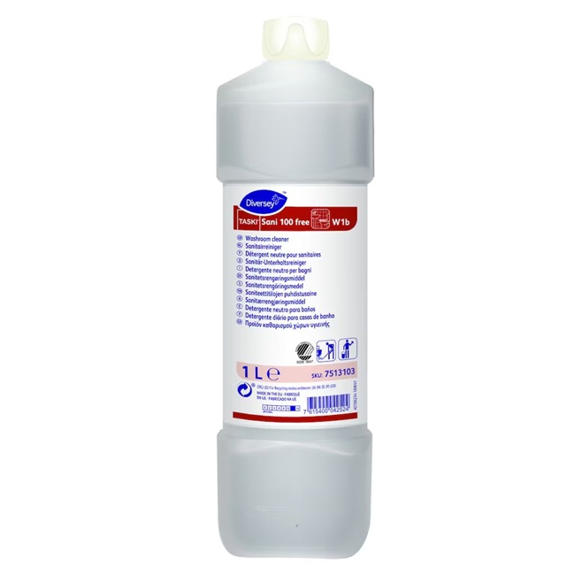 [29983] Sanitetsrengøringsmiddel, uden farve og parfume, TASKI Sani 100 free W1b, 1L, (1 stk.)