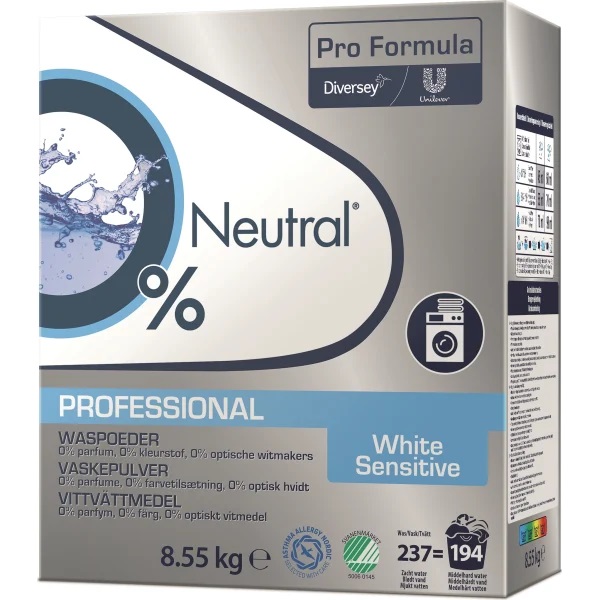[30053] Vaskepulver t/ hvidt, (sensitiv), Neutral Pro Formula White Sensitive, 8.55kg, (1 stk.)