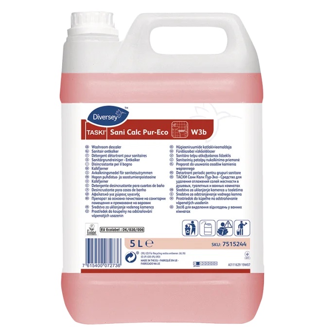 [30089] Kalkfjerner til sanitære overflader, Diversey TASKI Sani Calc Pur-Eco W3b, 5L, (1 stk.)