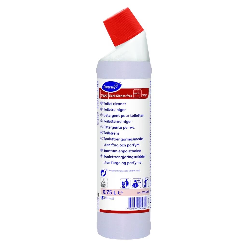 Toiletrens (parfumefri), Diversey TASKI Sani Clonet free W4f, 750ml, (1 stk.)