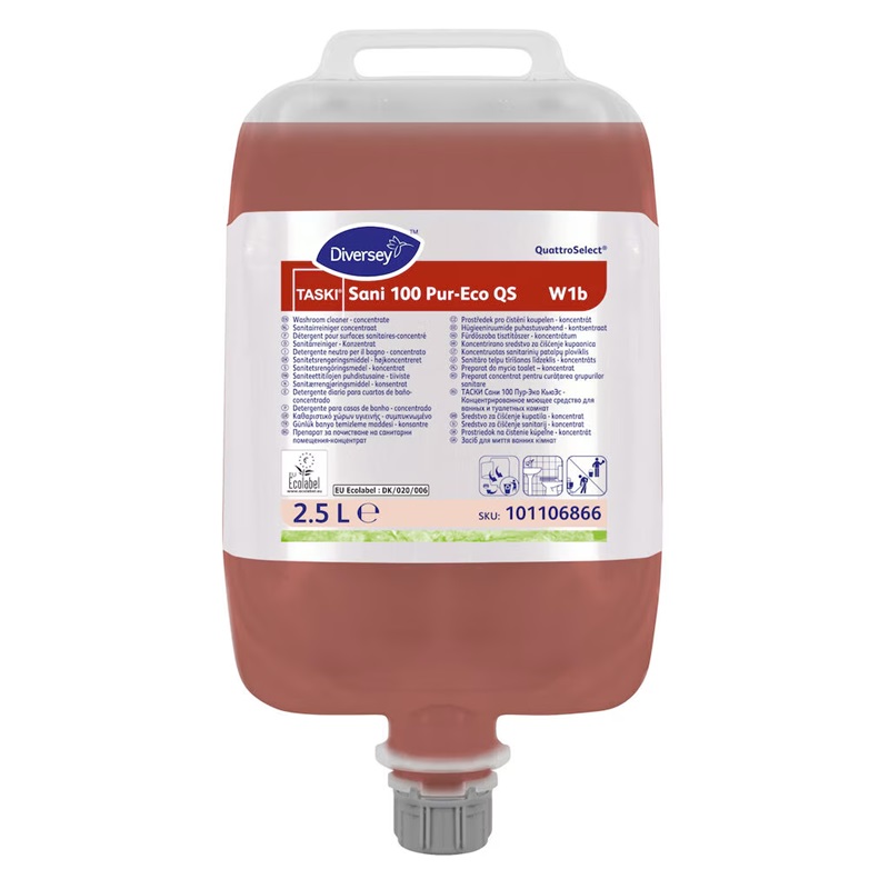 Sanitetsrengøring t/ QuattroSelect, TASKI Sani 100 Pur-Eco QS W1b, 2.5L, (1 stk.)