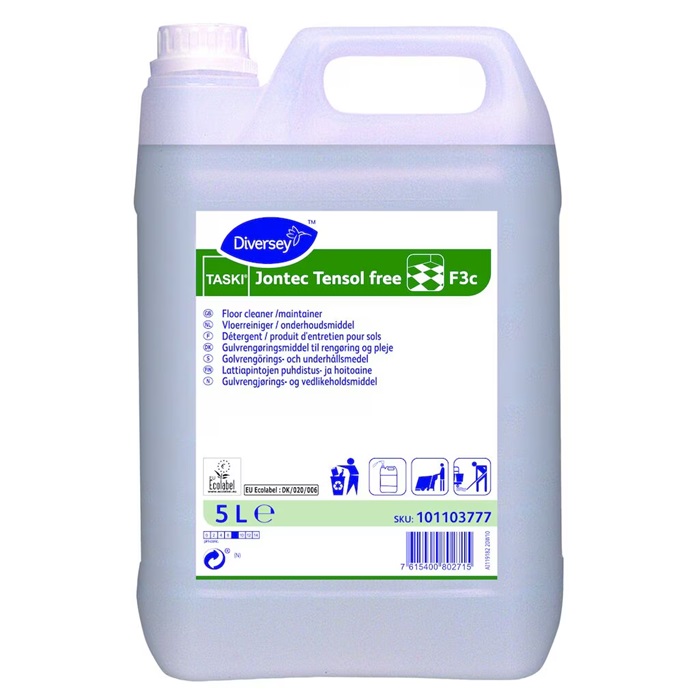 Gulvplejemiddel (farve- og parfumefri), Diversey TASKI Jontec Tensol free F3c, 5L, (1 stk.)