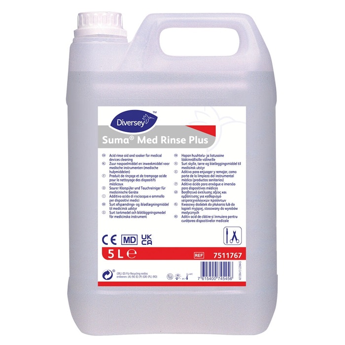 [30106] Afspænding- & iblødsætningsmiddel til instrumentrengøring, Diversey Suma Med Rinse Plus, 5L, (1 stk.)