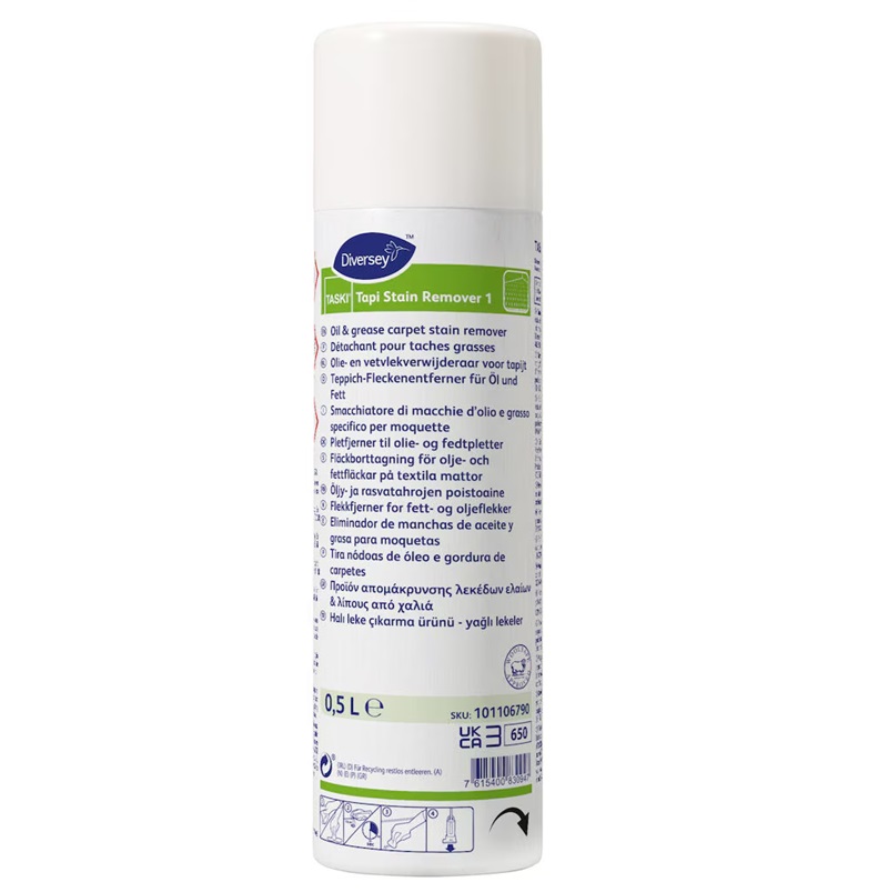 Pletfjerner til olie- og fedtpletter på tekstil, Diversey TASKI Tapi Stain Remover 1, 500ml, (1 stk.)
