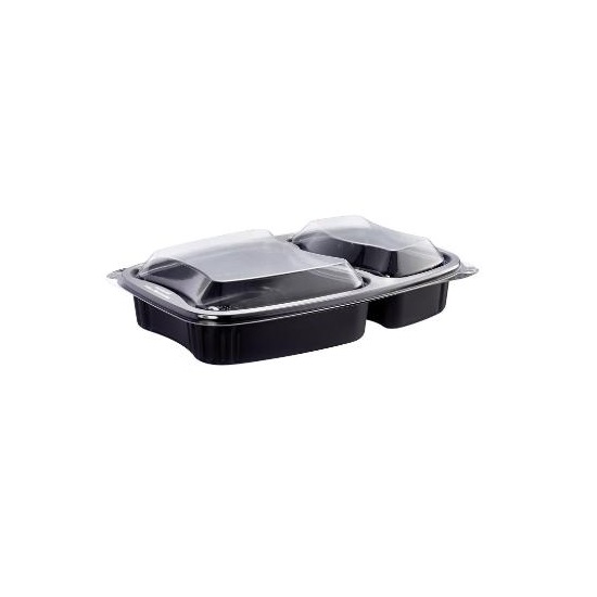 Bakke, Bistro, 2-rum, 580/330ml, 25,4x17,4x4,2cm, PP, sort, (300 stk.)