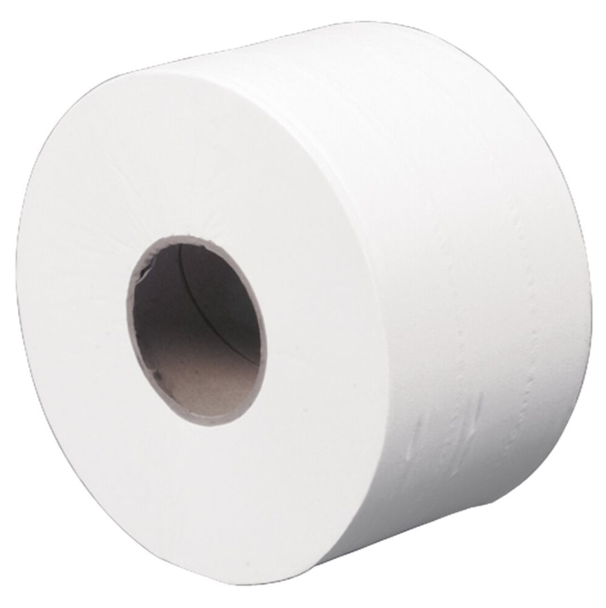 Jumborulle, 2-lags, Mini, 170m x 9,7cm, Ø19,5 cm, hvid, nyfiber, 36 kolli (432 ruller)