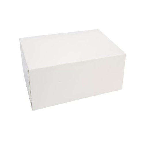 Hvid kageæske, hængslet låg, høj, 18x13x8 cm, pap, med åben front, (200 stk.)