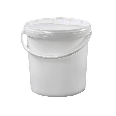 Plastspand med låg og hank, fødevaregodkendt, 10 l, Ø26,5cm, hvid, (6 stk.)