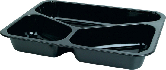 Bakke, Menu, CPET, sort, 3-rums, 225x175x34mm, Duni, (250 stk.)