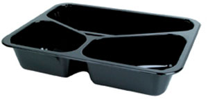 Bakke, Menu, CPET, sort, 3-rums, 225x175x43mm, Duni, (300 stk.)