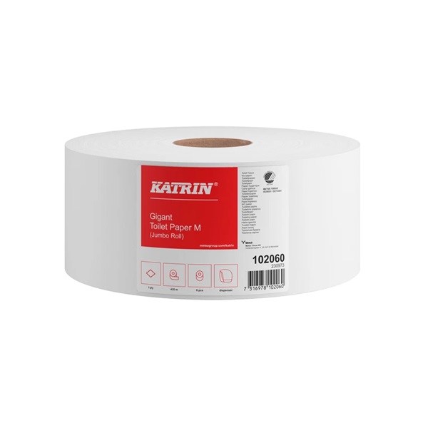 [30486] Toiletpapir, Katrin, Gigant, M, 1-lag, 6 ruller, 435m, 102060, (6 stk.)
