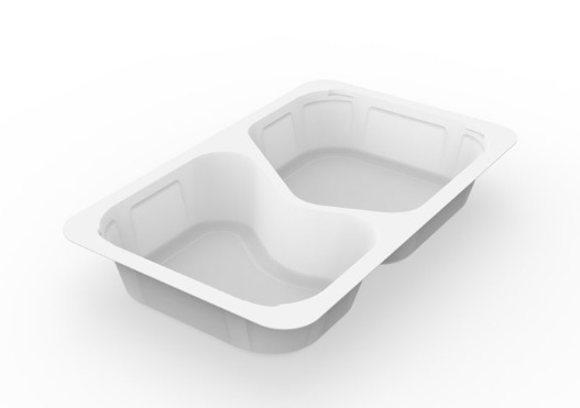 Bakke, 1/4GN, PP/Mineral, hvid, 2-rums, 263x161x43, Duni, (225 stk.)