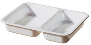 Bakke, Menu, CPET, hvid, 2-rums, 225x175x35mm, Duni, (250 stk.)