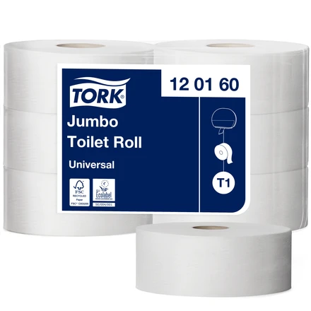 Toiletpapir, Jumbo, 1-lag, 480m, Universal, T1, 120160, Tork, (6 stk.)