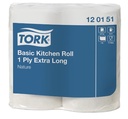 Køkkenrulle, 1-lag, 97,4 m x 20,6 cm, Ø12 cm, universal, Tork Basic 120151, (14 ruller)