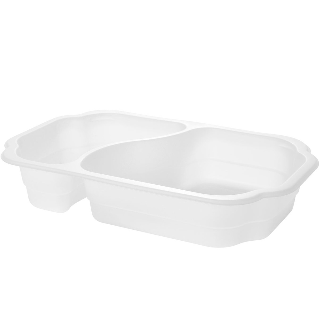 Bakke, take-away, bio, hvid, 2-rums, 250x159x45mm, Duni, (246 stk.)