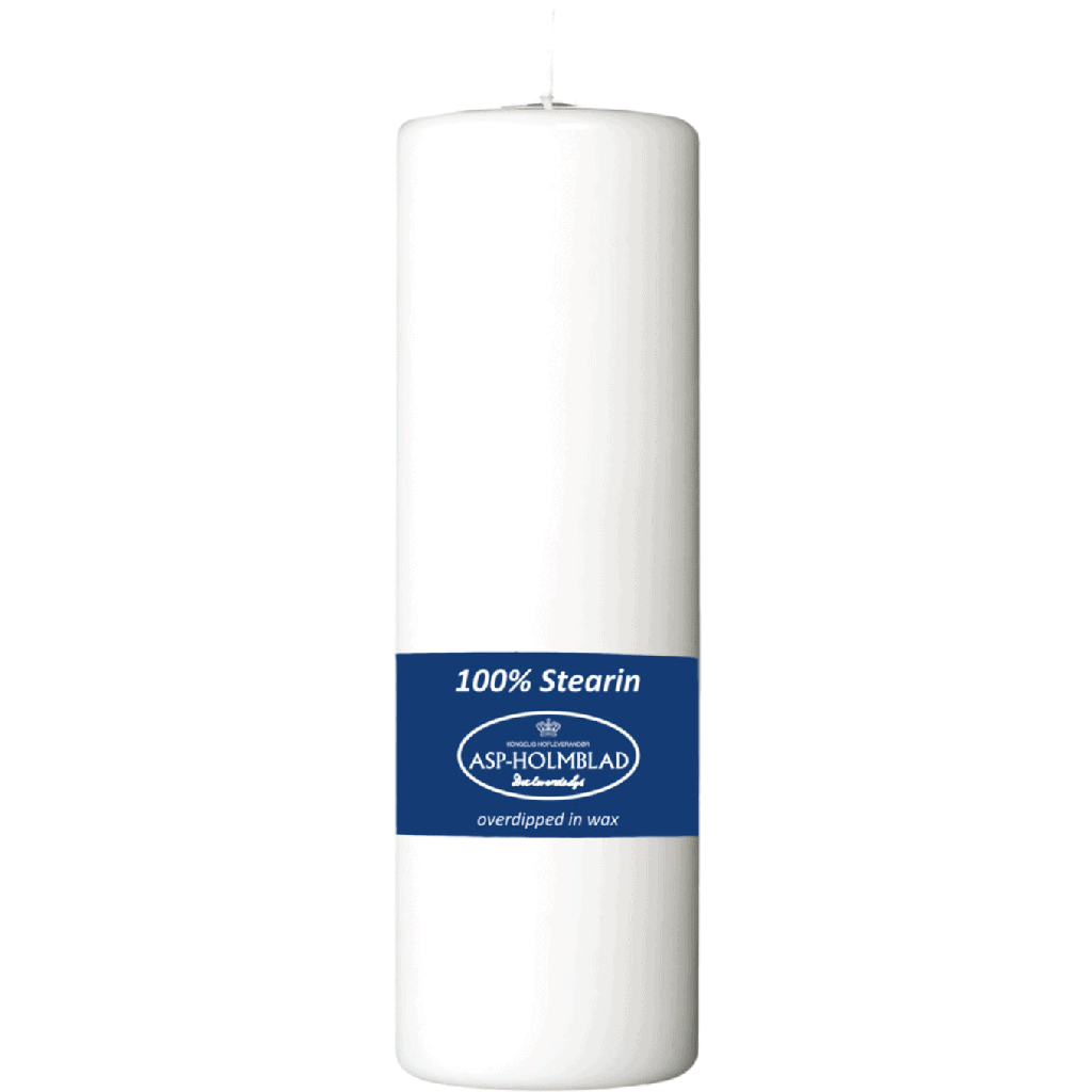 [10158] Bloklys, 18cm, Ø5,8cm, hvid, 40 timer, 100% stearin, (10 stk.)