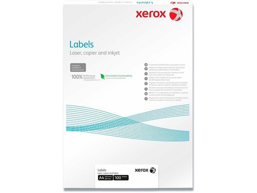 [11136] A4 etiketter, 9,9x3,4cm, Xerox, A4 KS laser, 003R96296, (100 ark = 1600 etiketter.)