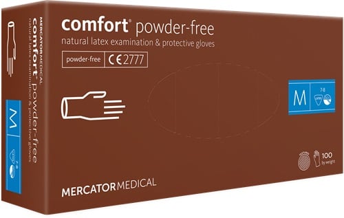 [32089] Latexhandske, M, hvid, pudderfri, Mercator, (100 stk.)