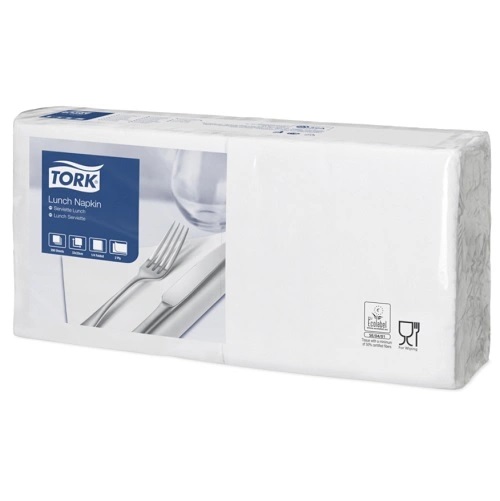 Frokostserviet, 2-lags, 1/4 fold, 33x33cm, hvid, 100% nyfiber, (2000 stk.)
