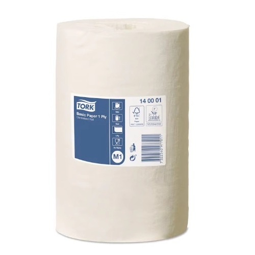 Aftørringspapir, Basic, Centerrulle, 100m, M1, 140001, 1-lags, Tork, (12 stk.)