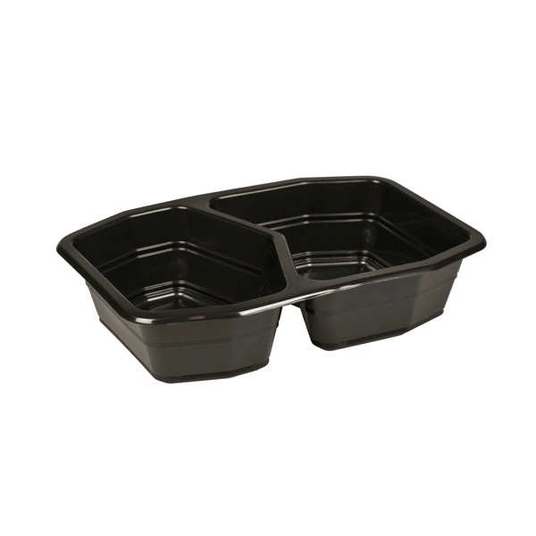 Plastbakke, Duni, 21,5x14,8x5cm, 940 ml, 540/400 ml, sort, PP, 2-rums, (312 stk.)