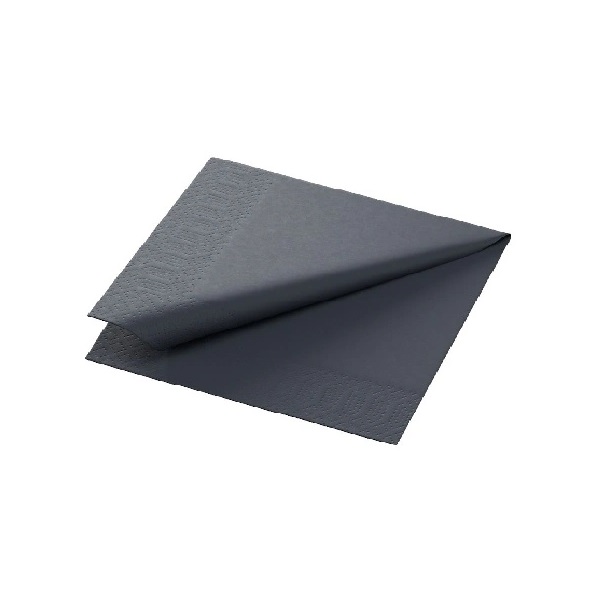 Frokostserviet, sort , 2-lags, 1/4 fold, 33x33cm, nyfiber, (2.400 stk.)