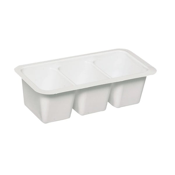 Dressingbæger, 75 ml, 10x5x2,5cm, hvid, PS, 3-rums, (2000 stk.)