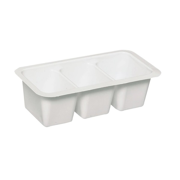 [32163] Dressingbæger, 75 ml, 10x5x2,5cm, hvid, PS, 3-rums, (2000 stk.)